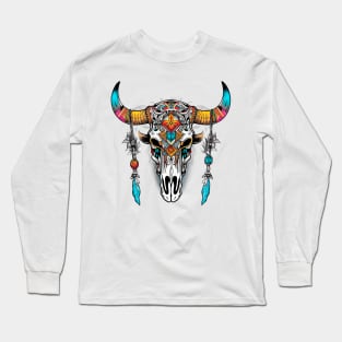 Bohemian Bull skull Long Sleeve T-Shirt
